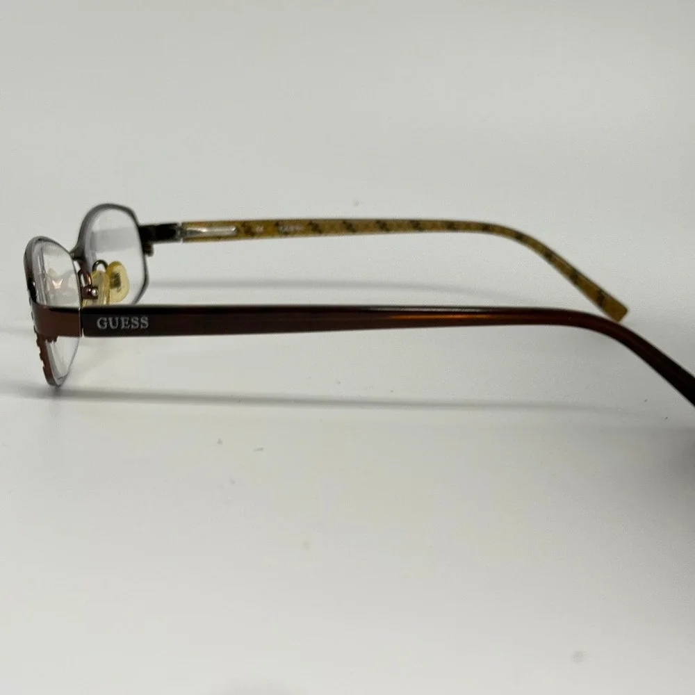 Guess GU1372 BRN Brown Oval Eyeglass Frames 51-17-135 Logo Temples